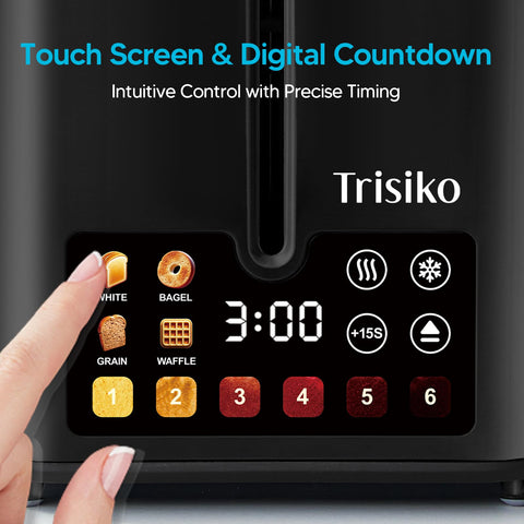 Trisiko Toaster showing Reheat and Defrost functions in action