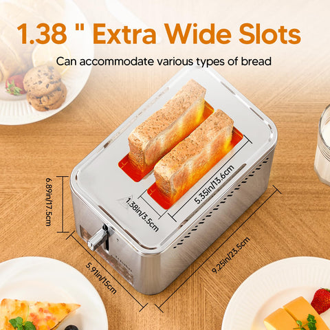 Trisiko wide 1.38-inch slots for bagels and thick slices.