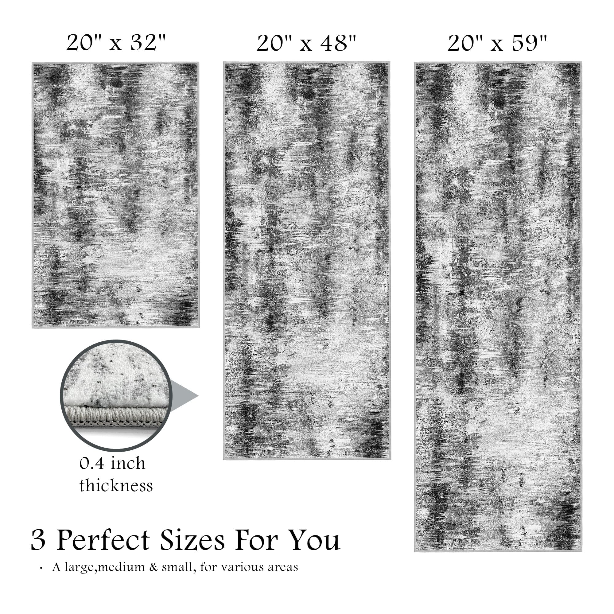 Tritard abstract-design kitchen runner 20x48 highlighting contemporary look and comfortable footing.