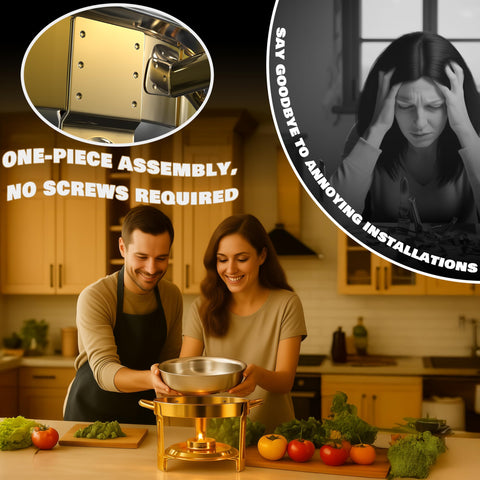 Trivico chafing dish gold finish adds elegant buffet styling