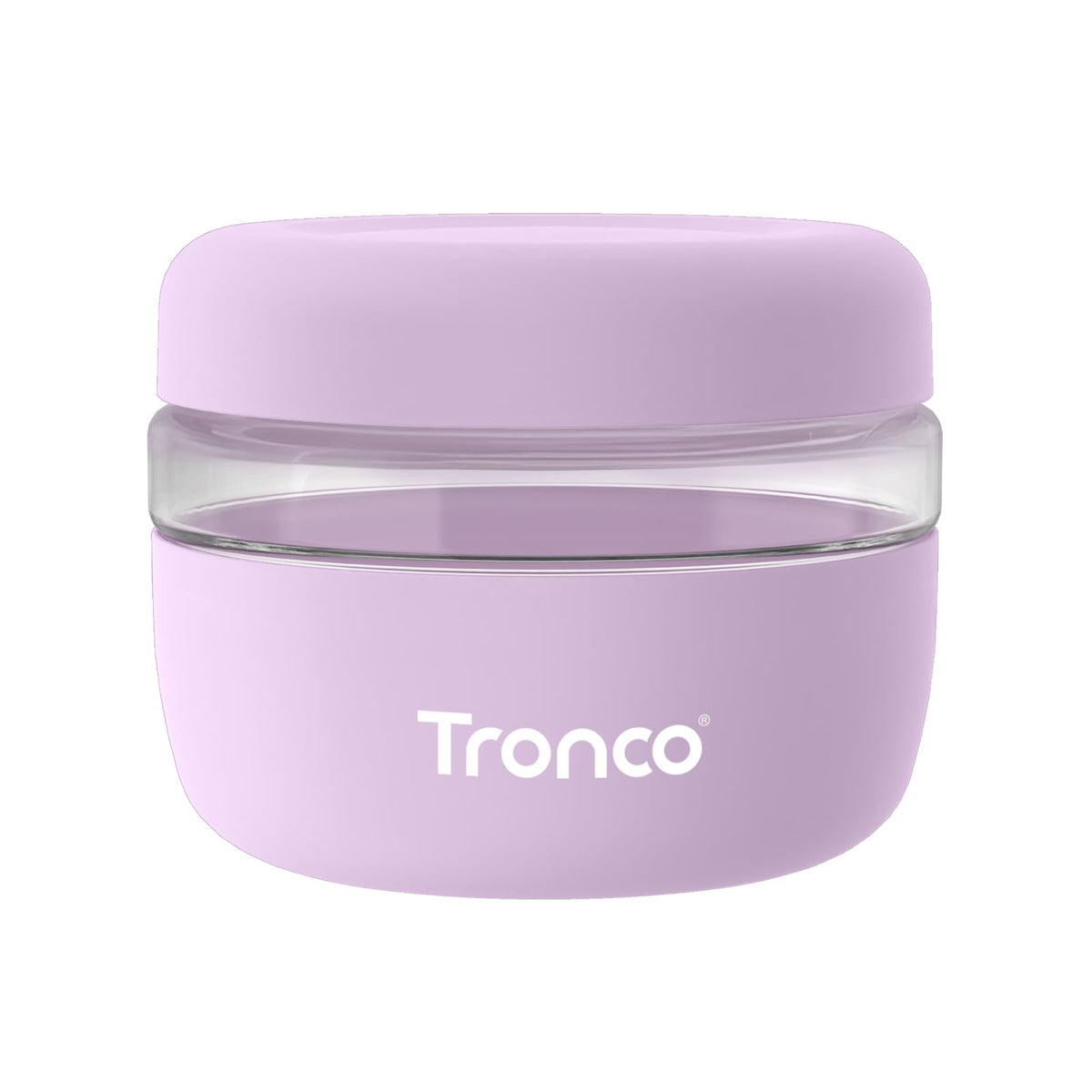 Tronco 16oz glass bowl with lid demonstrating airtight seal for freshness.