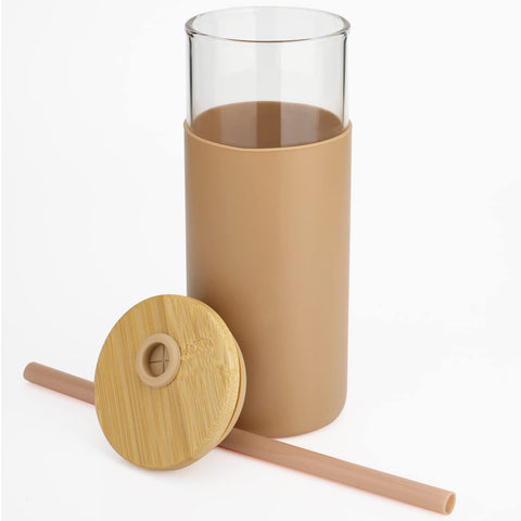 Tronco tumbler with bamboo lid and silicone sleeve for secure grip and eco-friendly design