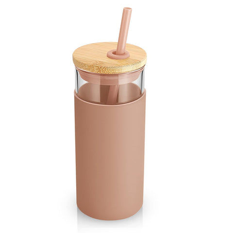 Tronco 20 oz glass tumbler with bamboo lid for a sustainable sipping experience