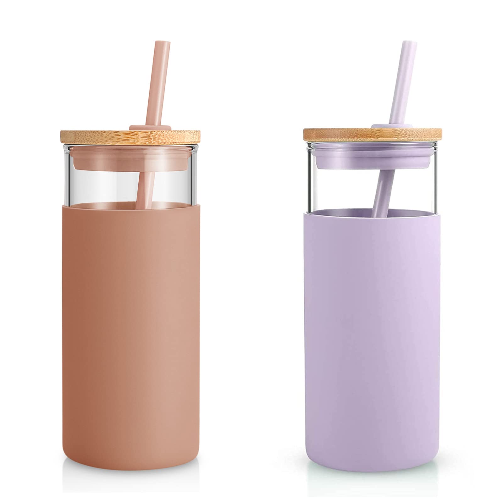 Tronco 20 oz glass tumbler with lid and straw for on-the-go cold drinks
