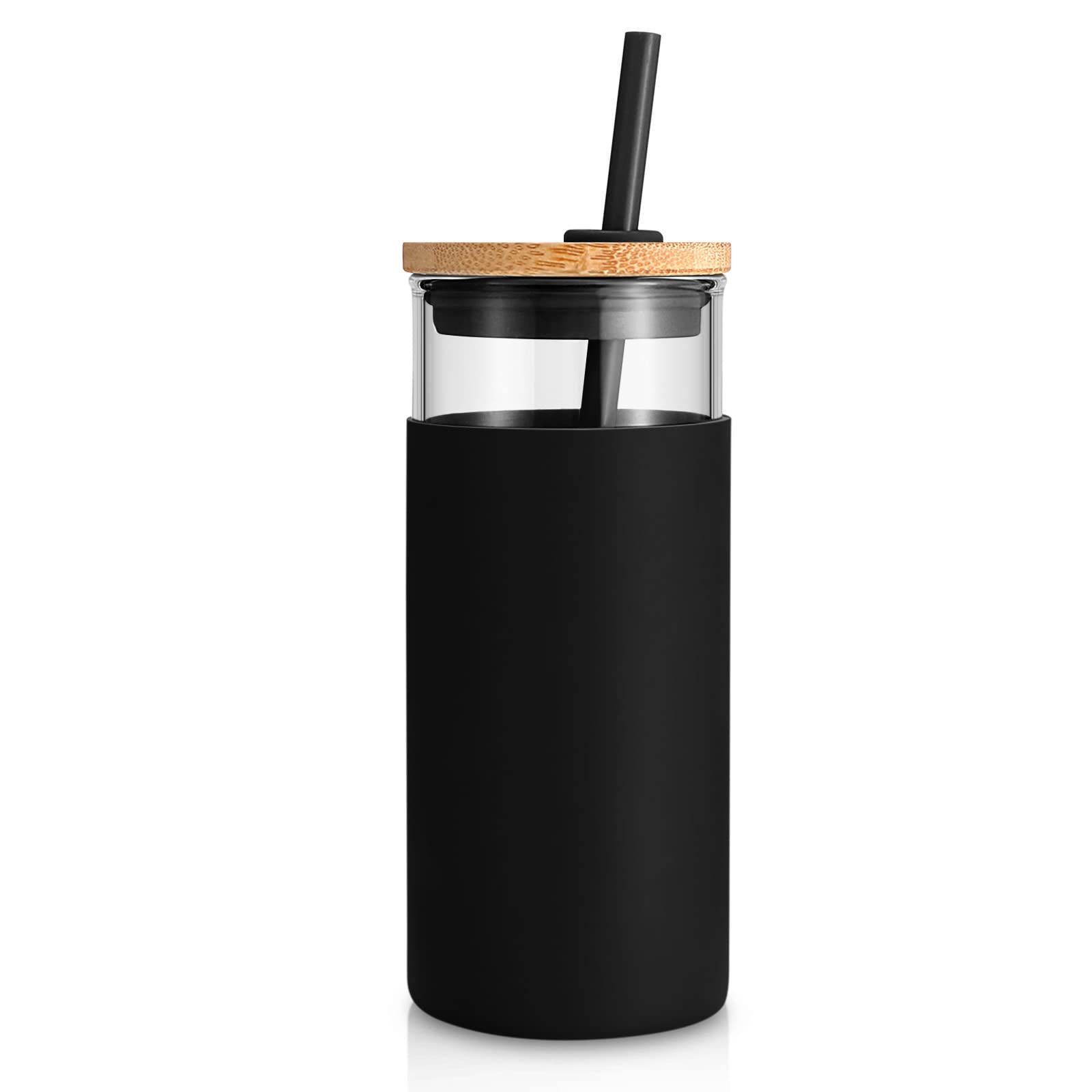 Tronco 20 oz glass tumbler with lid and straw for versatile hot or cold drinks
