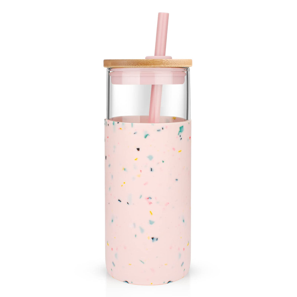 Tronco 20 oz glass tumbler with lid and straw for hot or cold beverages