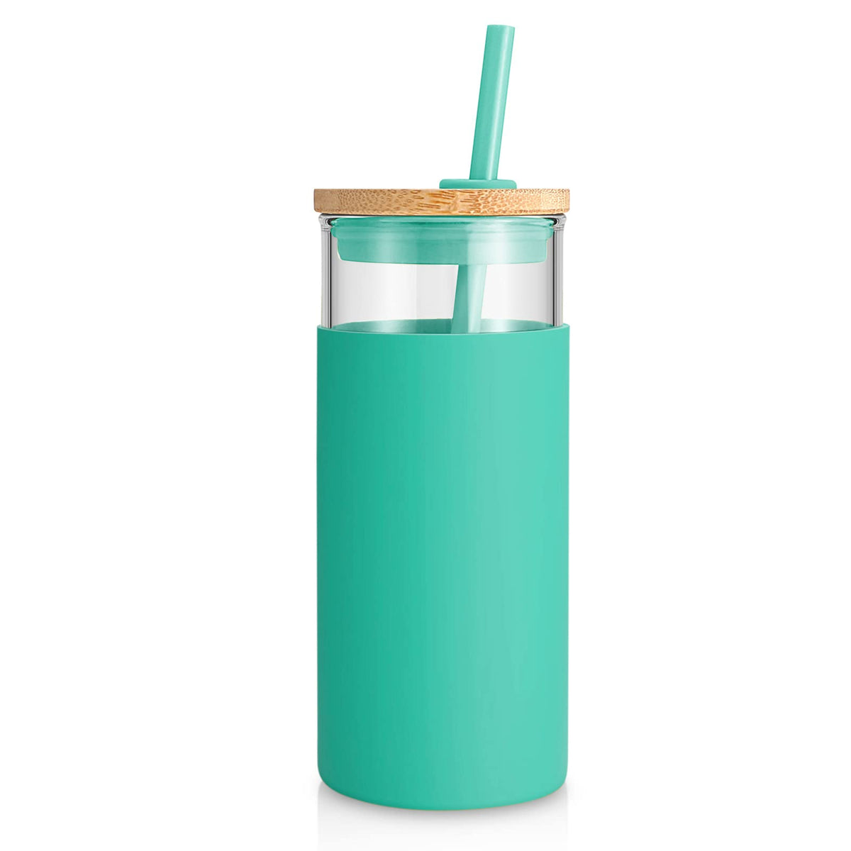 Tronco 20 oz glass tumbler with lid and straw for iced drinks on the go.