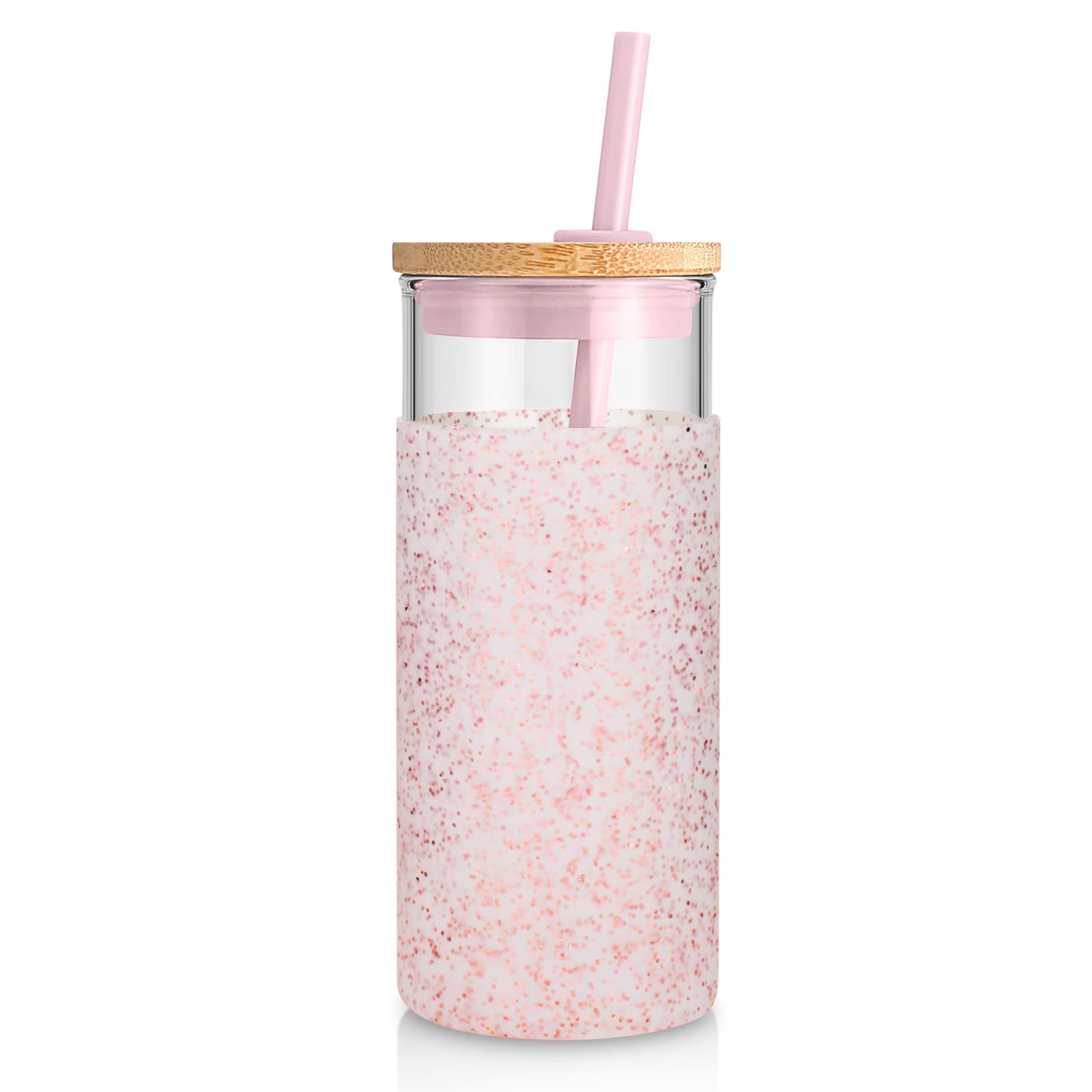 Tronco 20oz glass tumbler with lid and straw for hot and cold drinks.