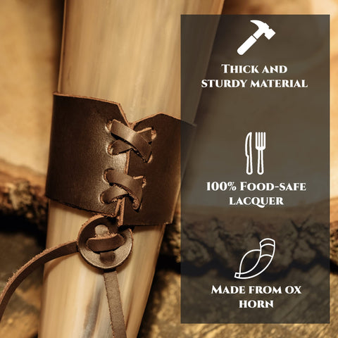 Trondebal ox horn closeup reveals natural color variation and texture.