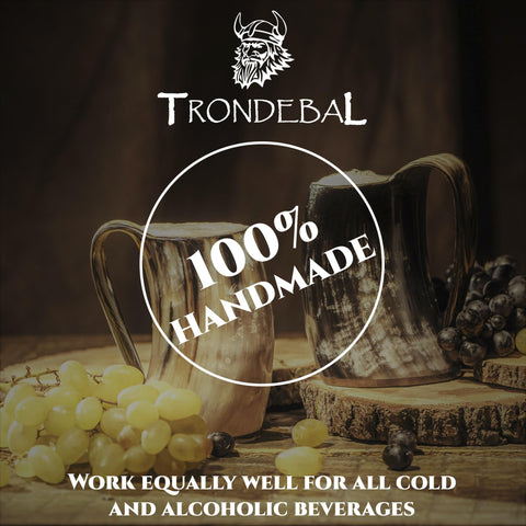 Trondebal Viking horn mug with serving ideas for beer mead whiskey