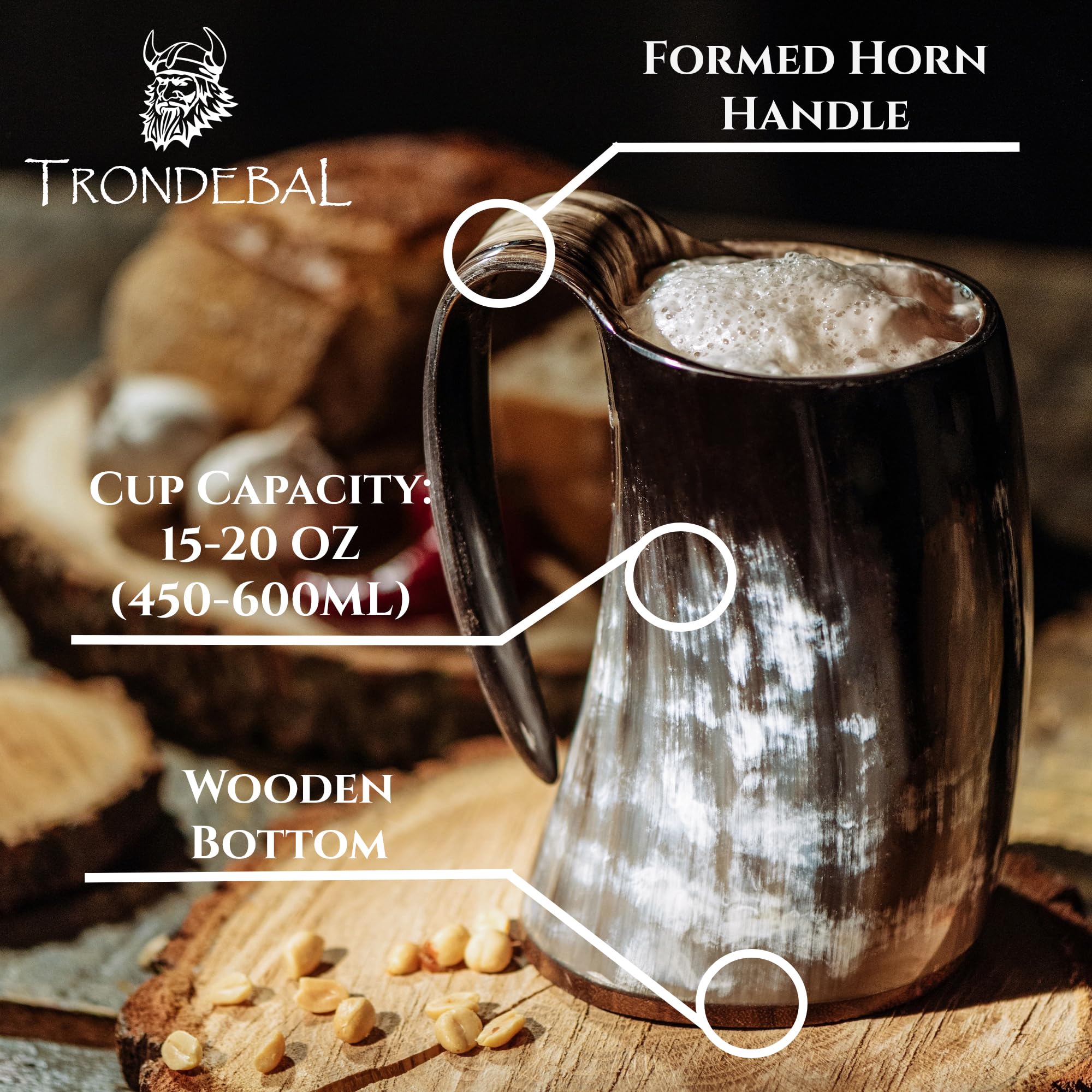 Trondebal Viking horn mug 500 ml capacity suits generous servings