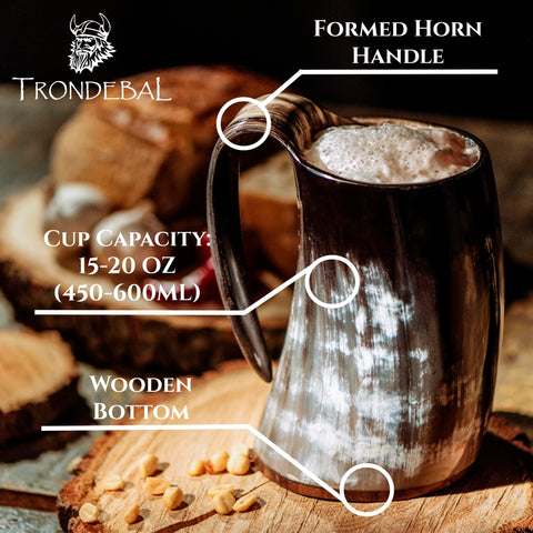 Trondebal Viking horn mug 500 ml capacity suits generous servings
