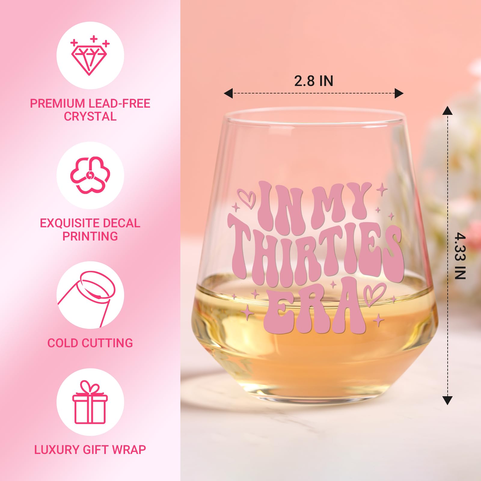 TrophyToast crystal glass with a thin-walled stemless design for enhanced aroma.