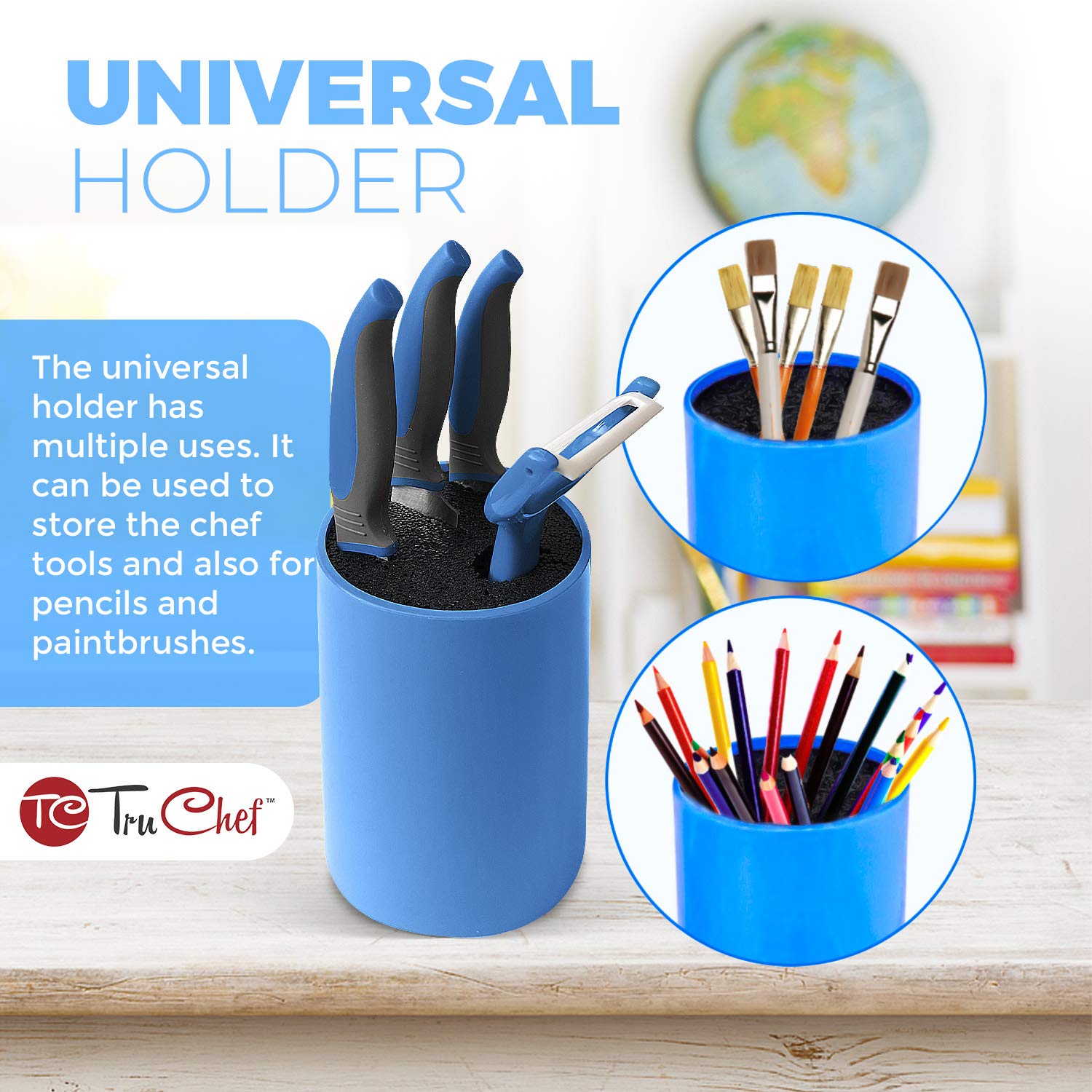 TruChef blue child-friendly handles improve grip and control