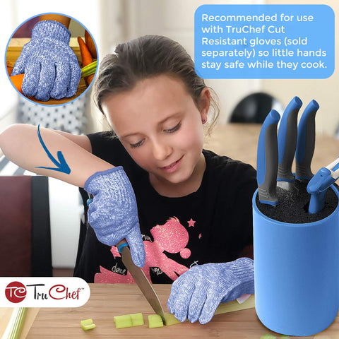 TruChef blue storage stand helps keep countertops tidy