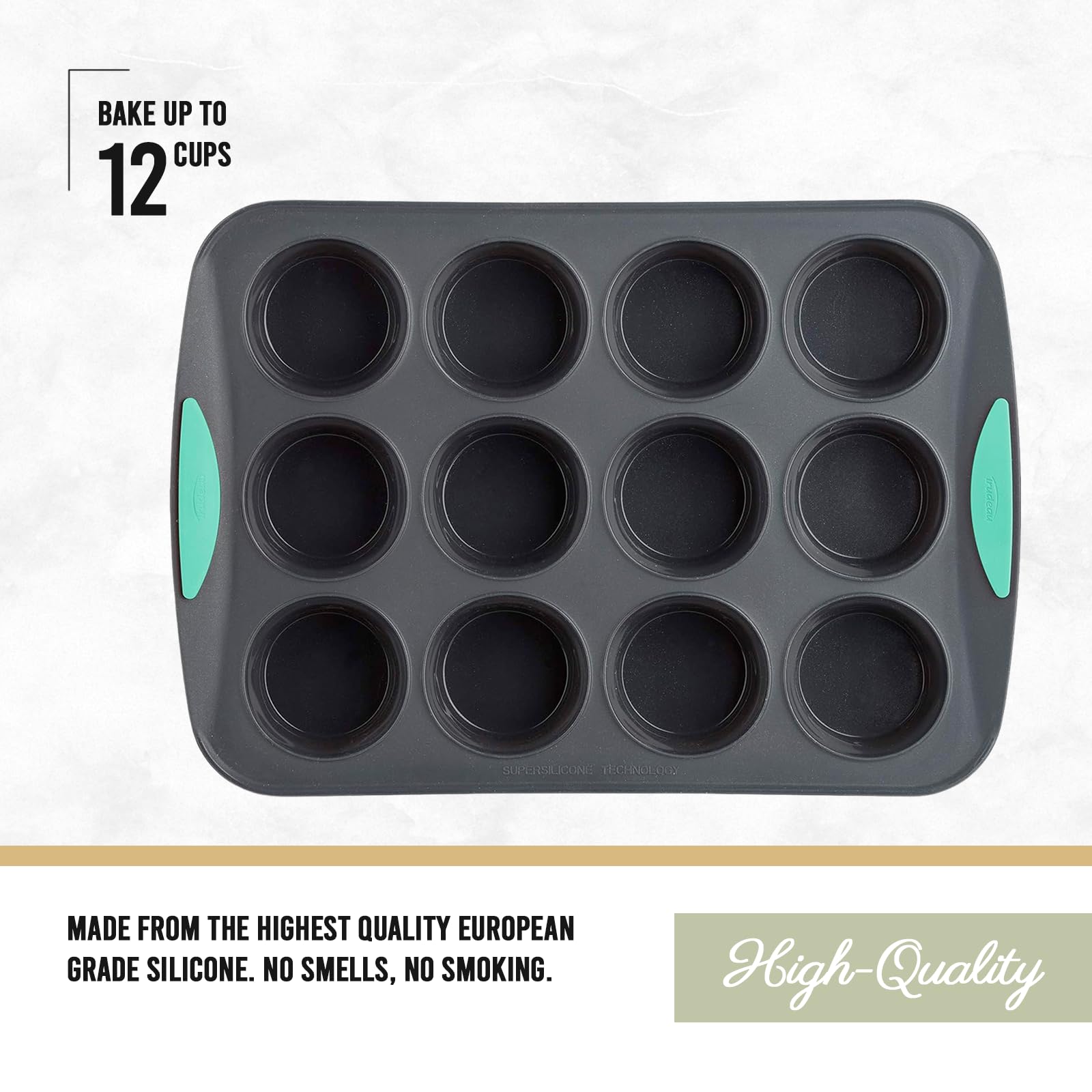Interior cavity shows flexible nonstick surface for quick pop-outs.