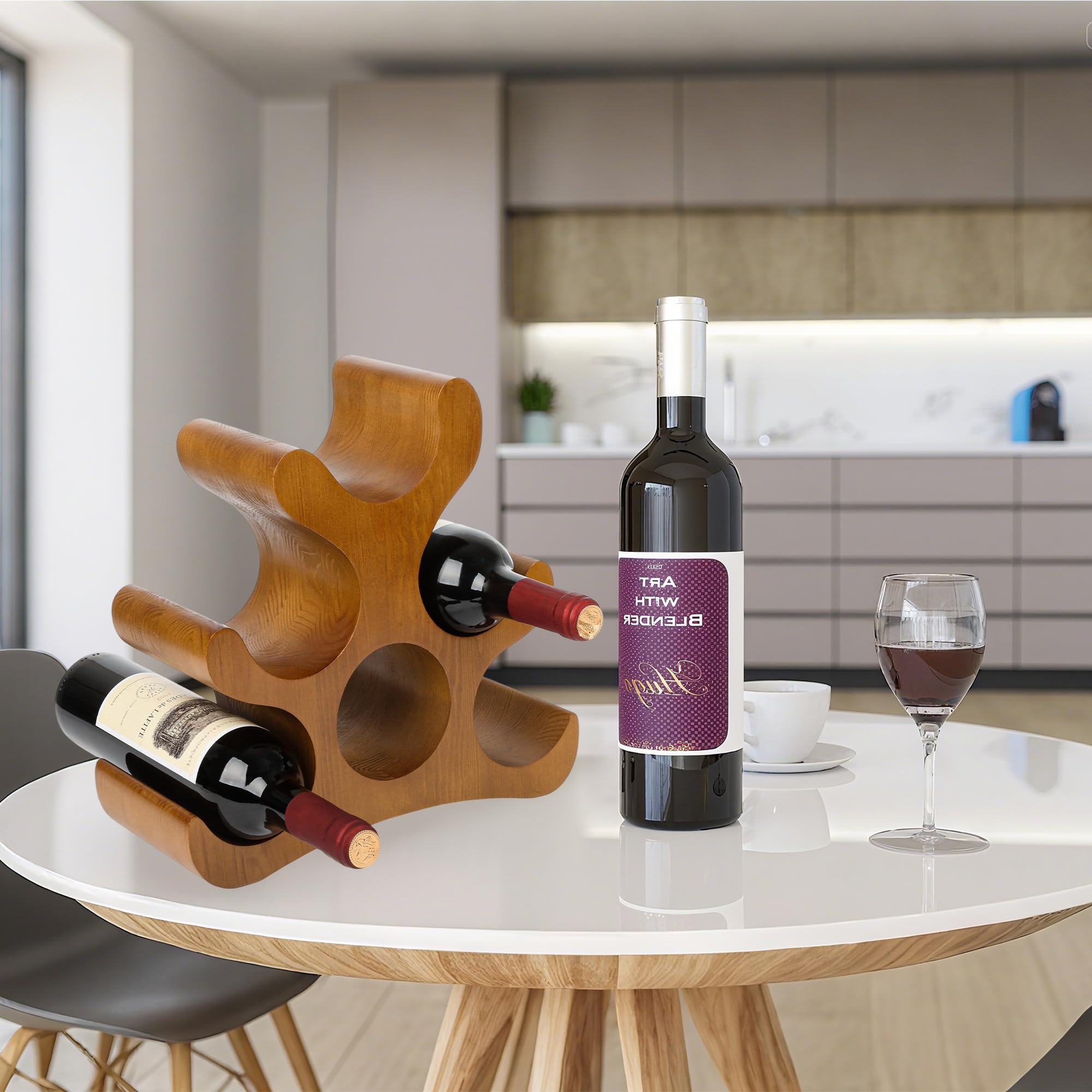 TRUDING freestanding stand fits on bar tops, pantries, or cabinets for versatile wine storage