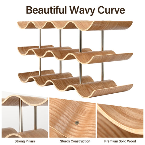 TRUDING solid wood rack with silver nut struts for stability and style