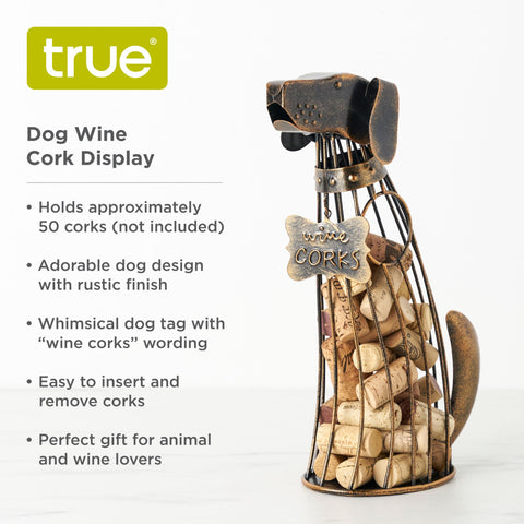 TRUE bronze finish cork display with dog motif, adds charm to decor.