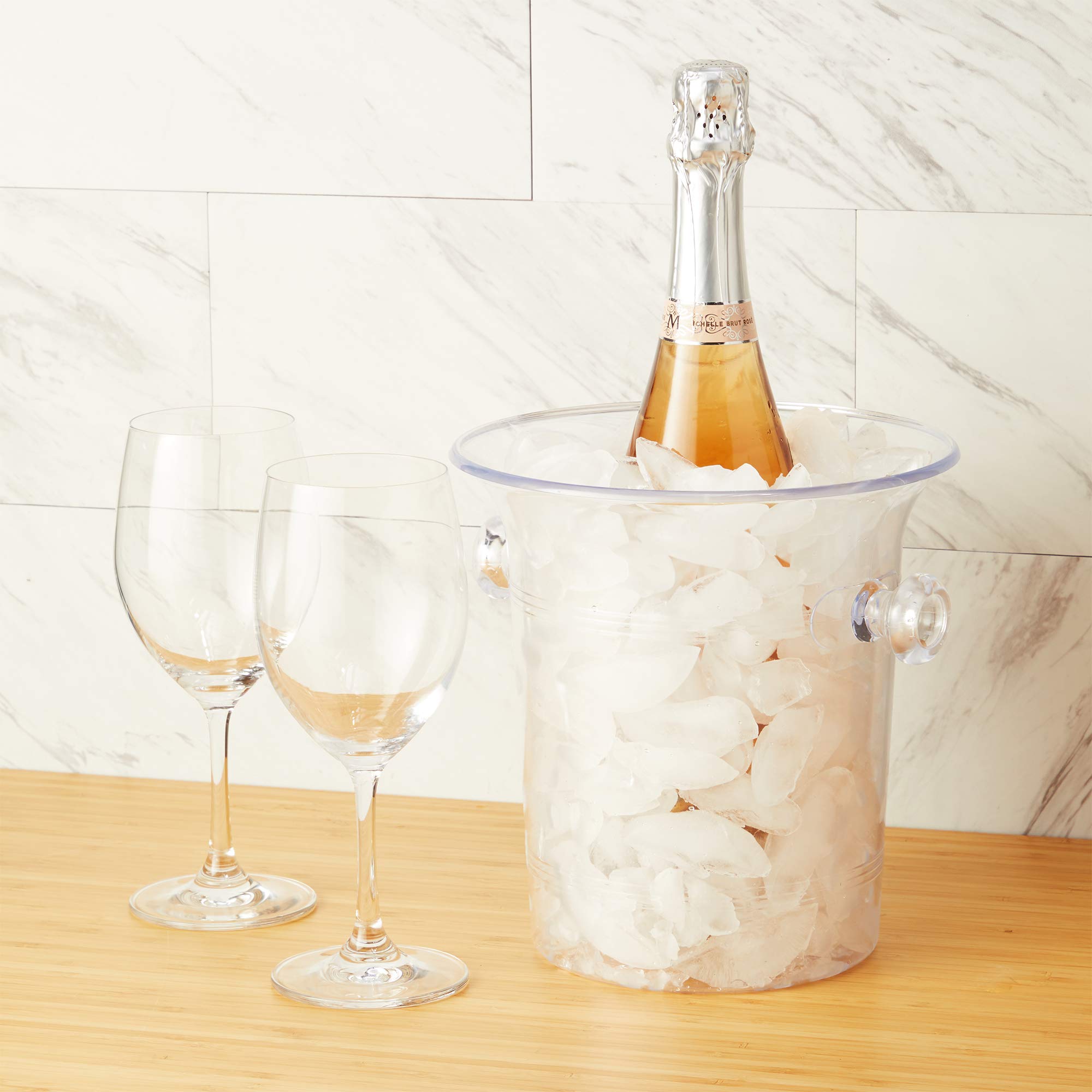 TRUE clear acrylic ice bucket with durable plastic build for long‑lasting use.