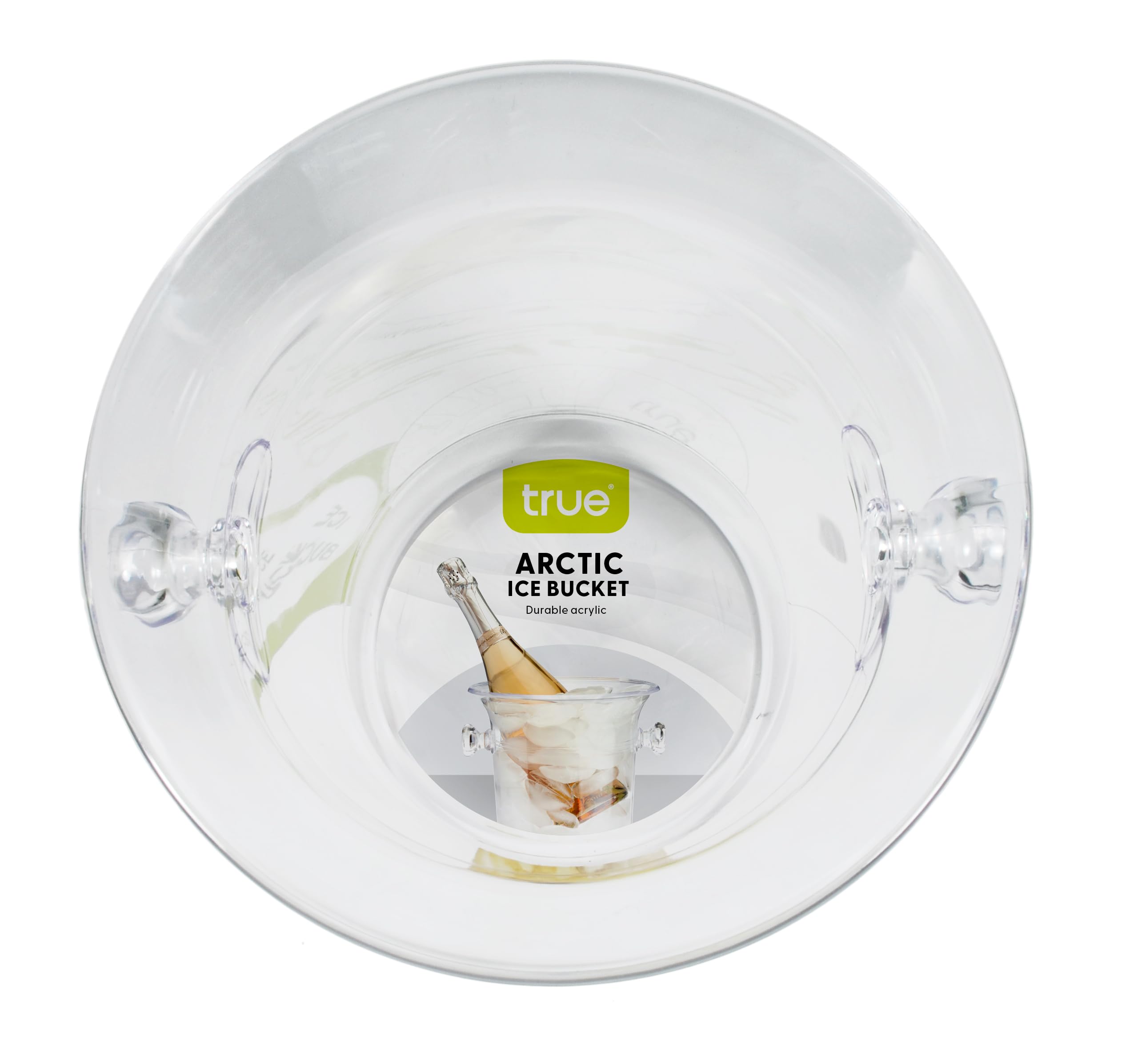TRUE wedding table centerpiece ice bucket complements decor and guests.