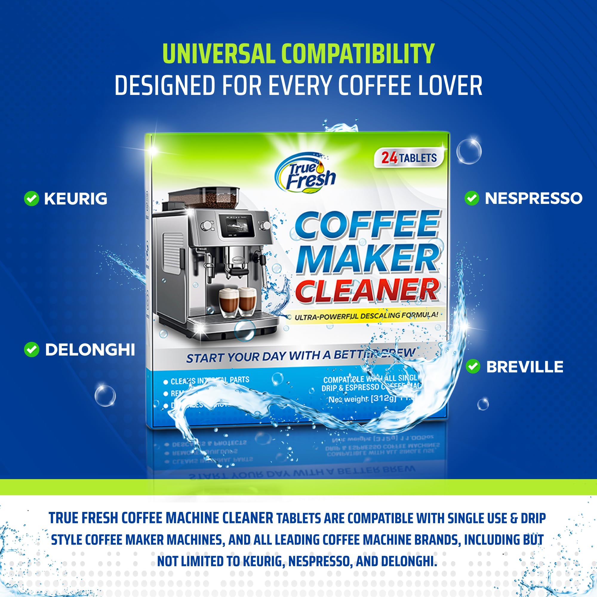 True Fresh tablets demonstrate compatibility with Breville and Nespresso