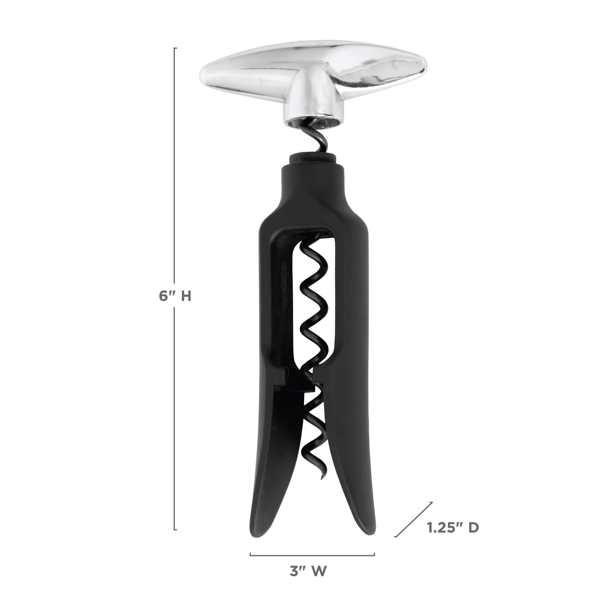 TRUE True Self Pulling Corkscrew action uncorks a bottle smoothly on a table