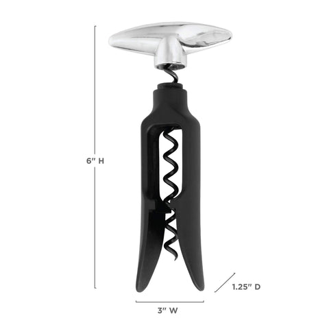 TRUE True Self Pulling Corkscrew action uncorks a bottle smoothly on a table