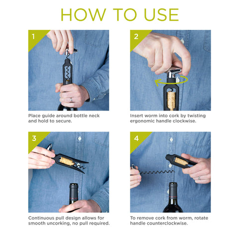 TRUE True Self Pulling Corkscrew chrome-top detail highlights durable design