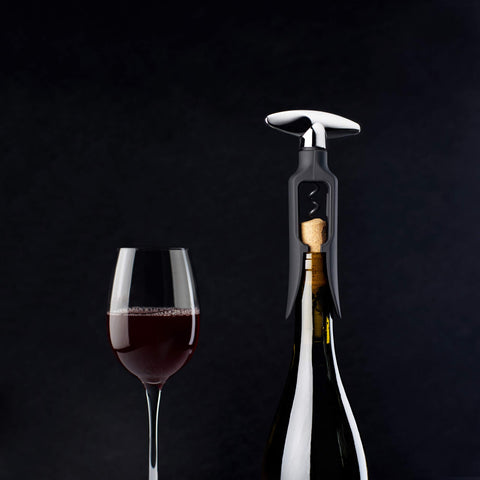 TRUE True Self Pulling Corkscrew on a bar cart as stylish kitchen accessory