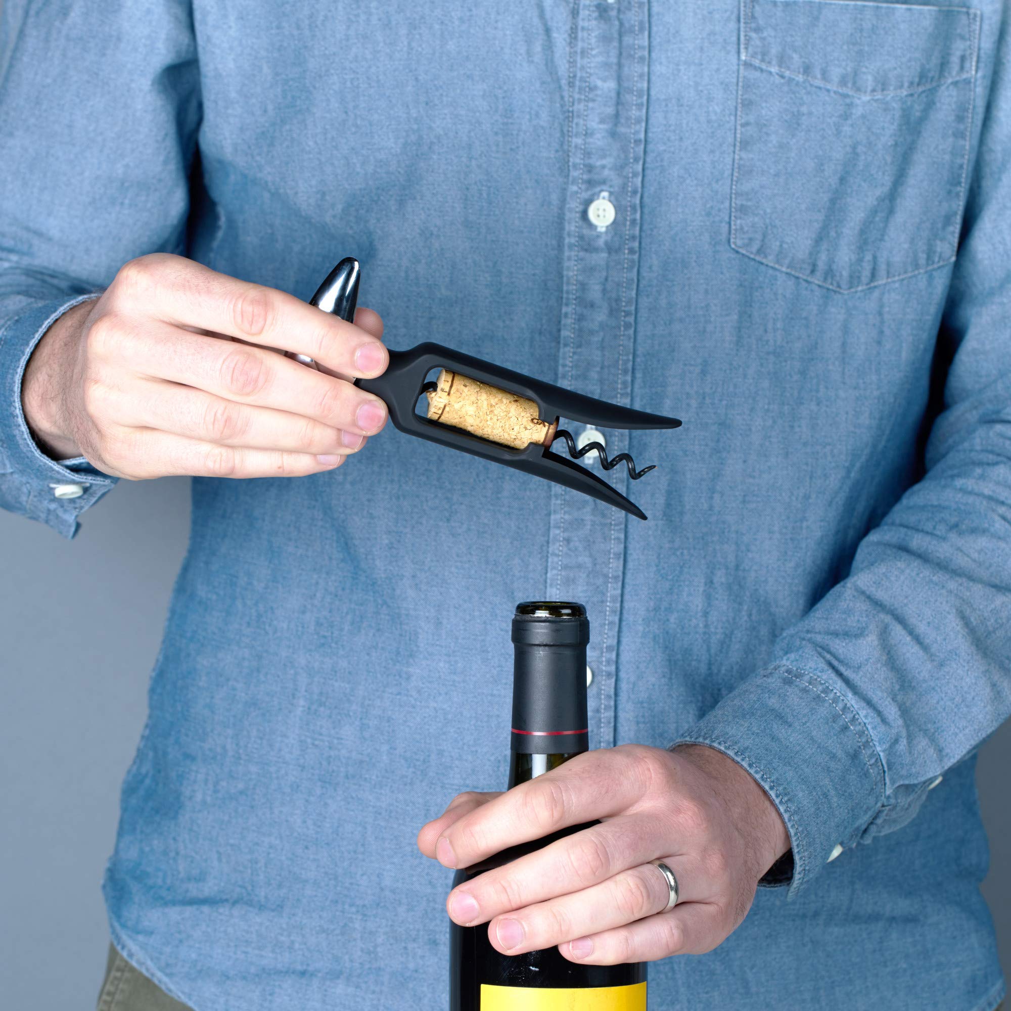 TRUE True Self Pulling Corkscrew fits in kitchen drawers for quick openings