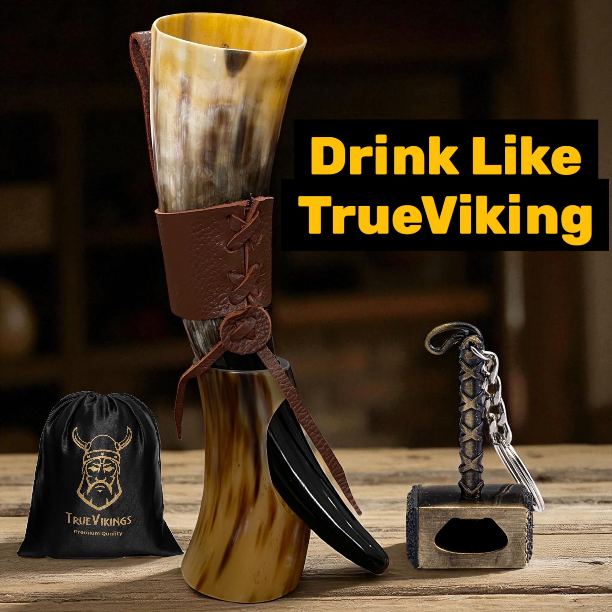 TRUE VIKING ox horn cup handmade detail showcases craftsmanship and natural charm