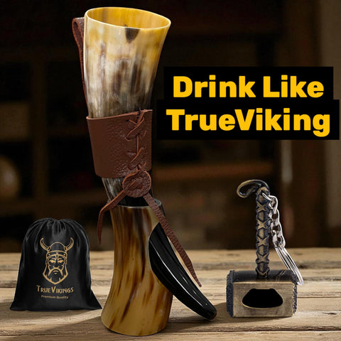 TRUE VIKING ox horn cup handmade detail showcases craftsmanship and natural charm