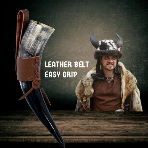 TRUE VIKING horn set with rustic finish ready to gift.