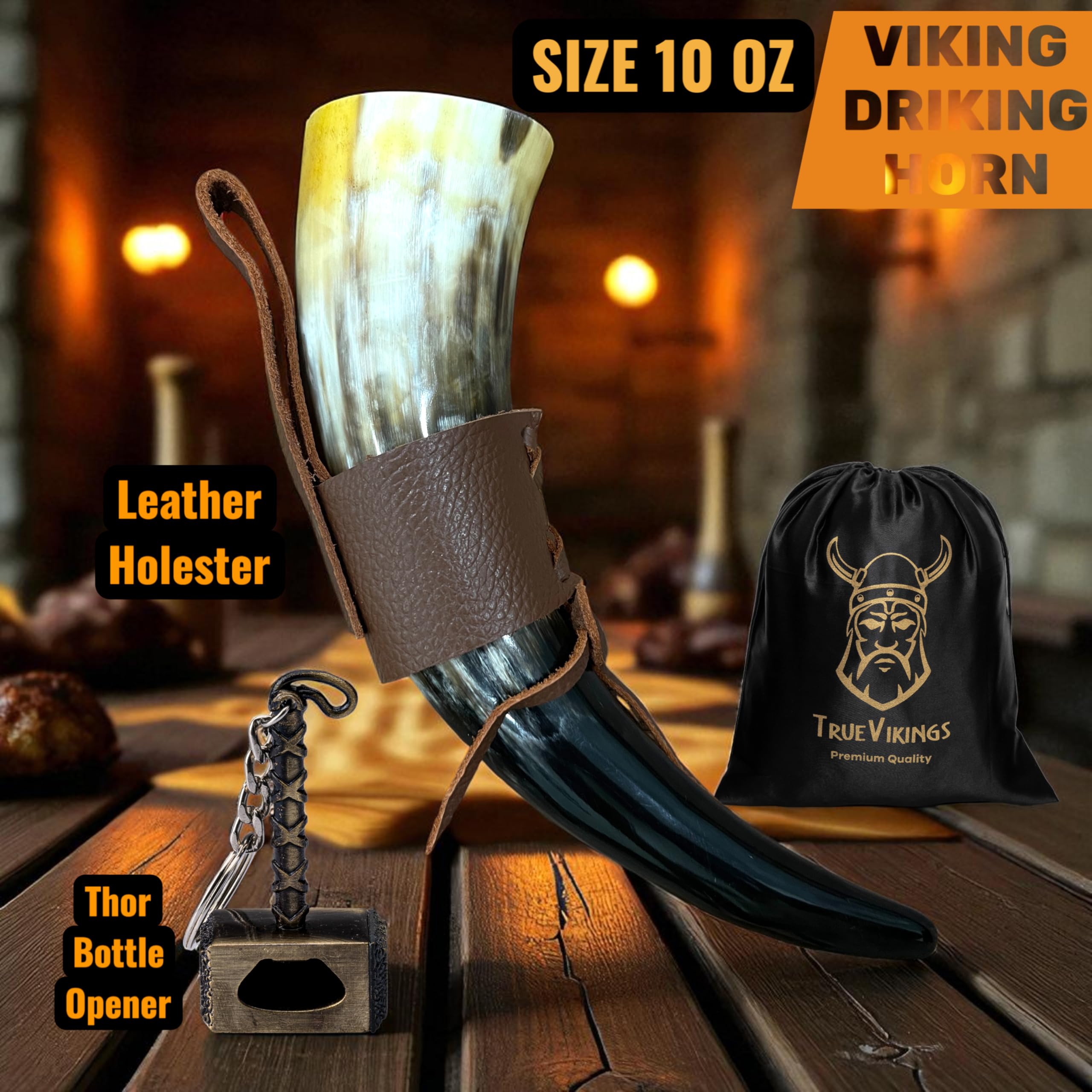 TRUE VIKING Thor bottle opener in horn for quick bottle opening