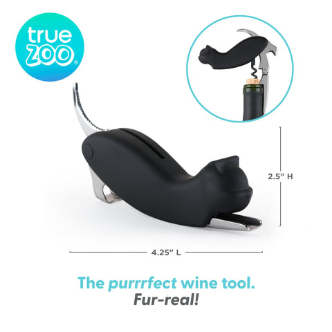 True Zoo Allie corkscrew serrated foil cutter tail works on wine foil.