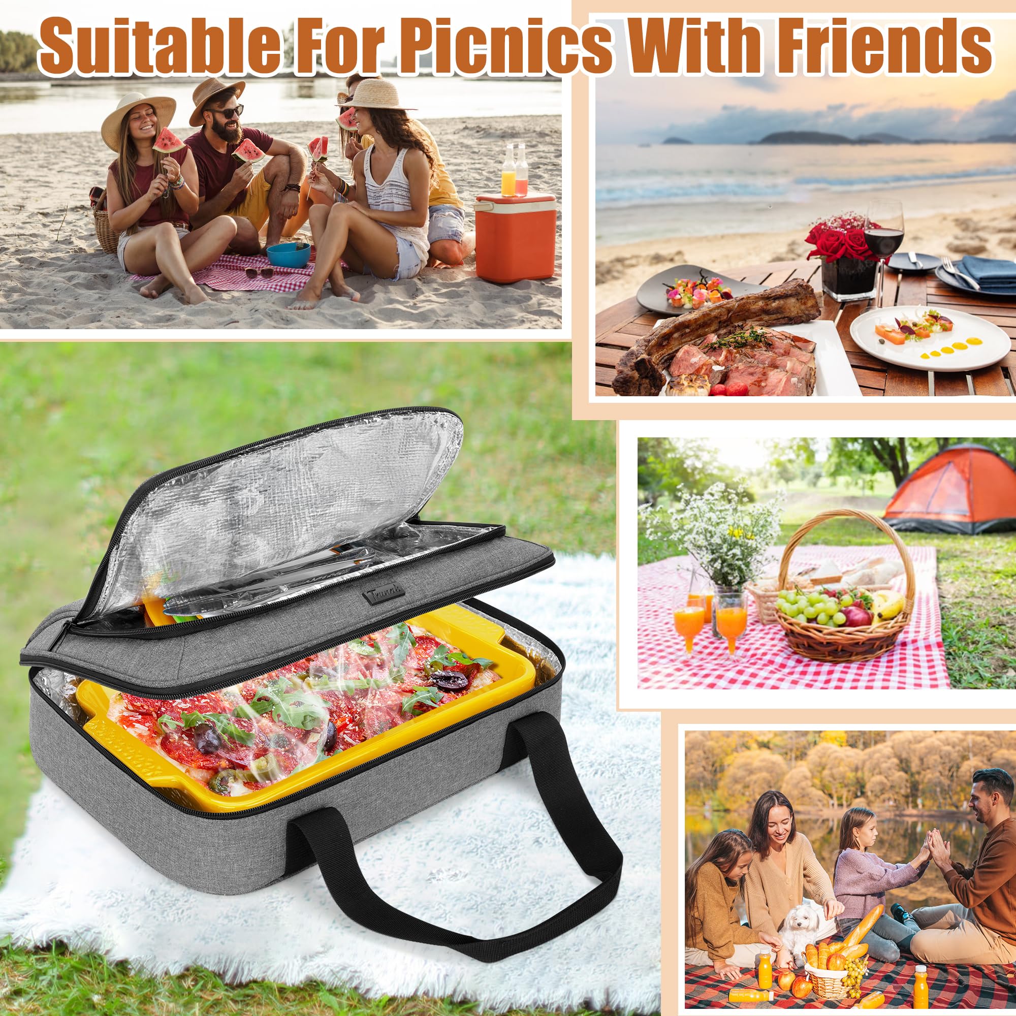 Trunab casserole carrier padded handle emphasizes easy carrying on outings