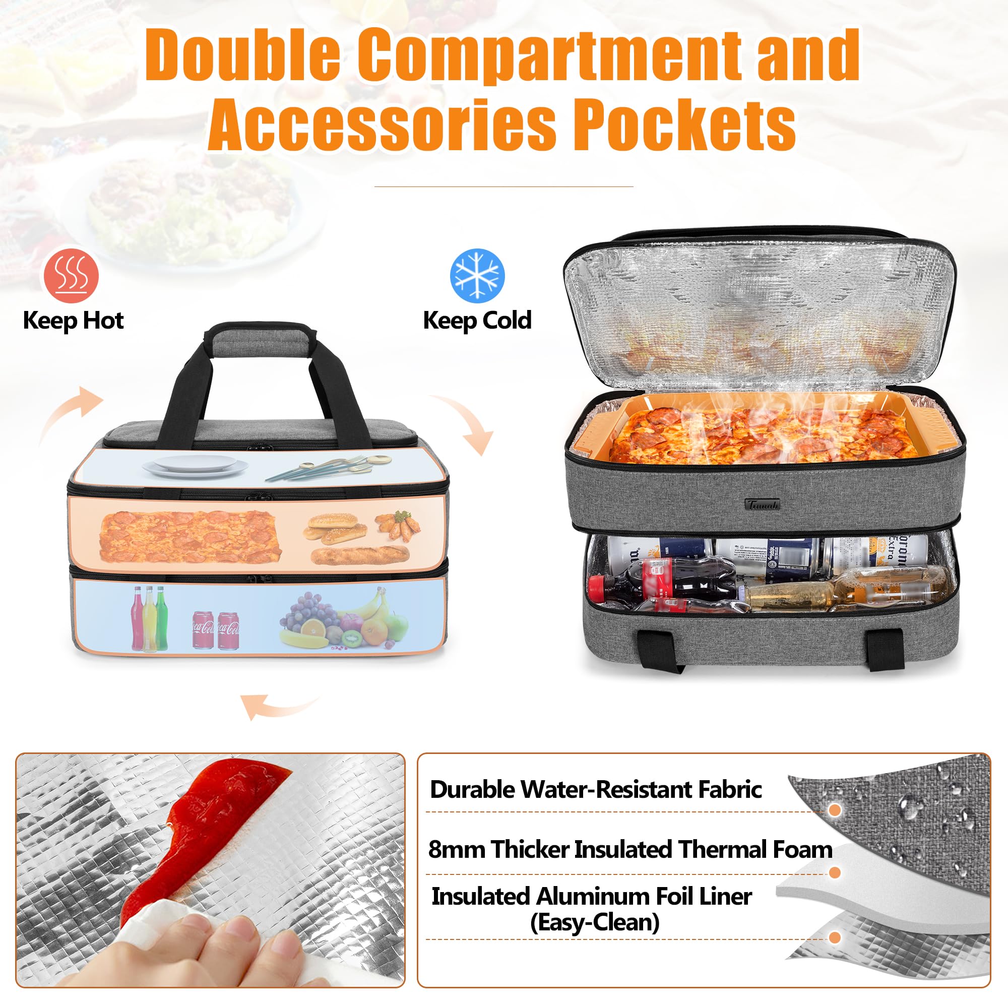 Trunab casserole carrier padded handle eases transport during outdoor meals.