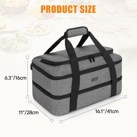 Trunab two-compartment design fits most 9x13 baking dishes.