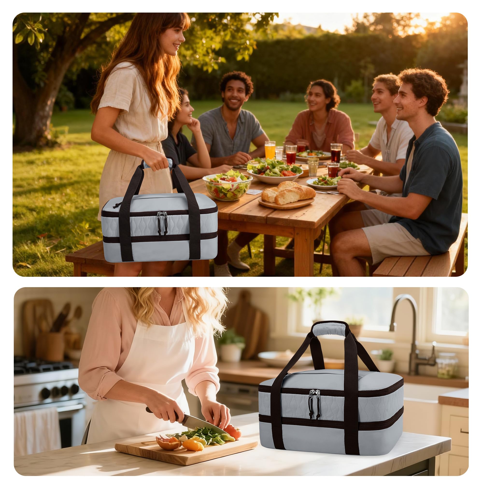 Trunab insulated casserole carrier padded insulation helps maintain temperature during trips.