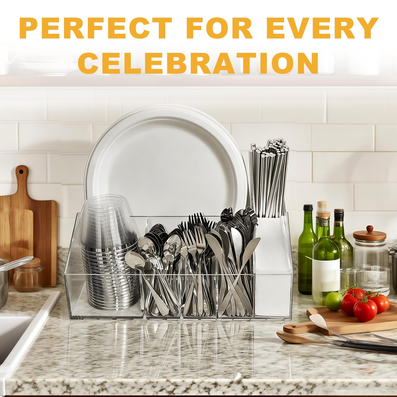 Truxwal clear acrylic design complements any table setting for gatherings