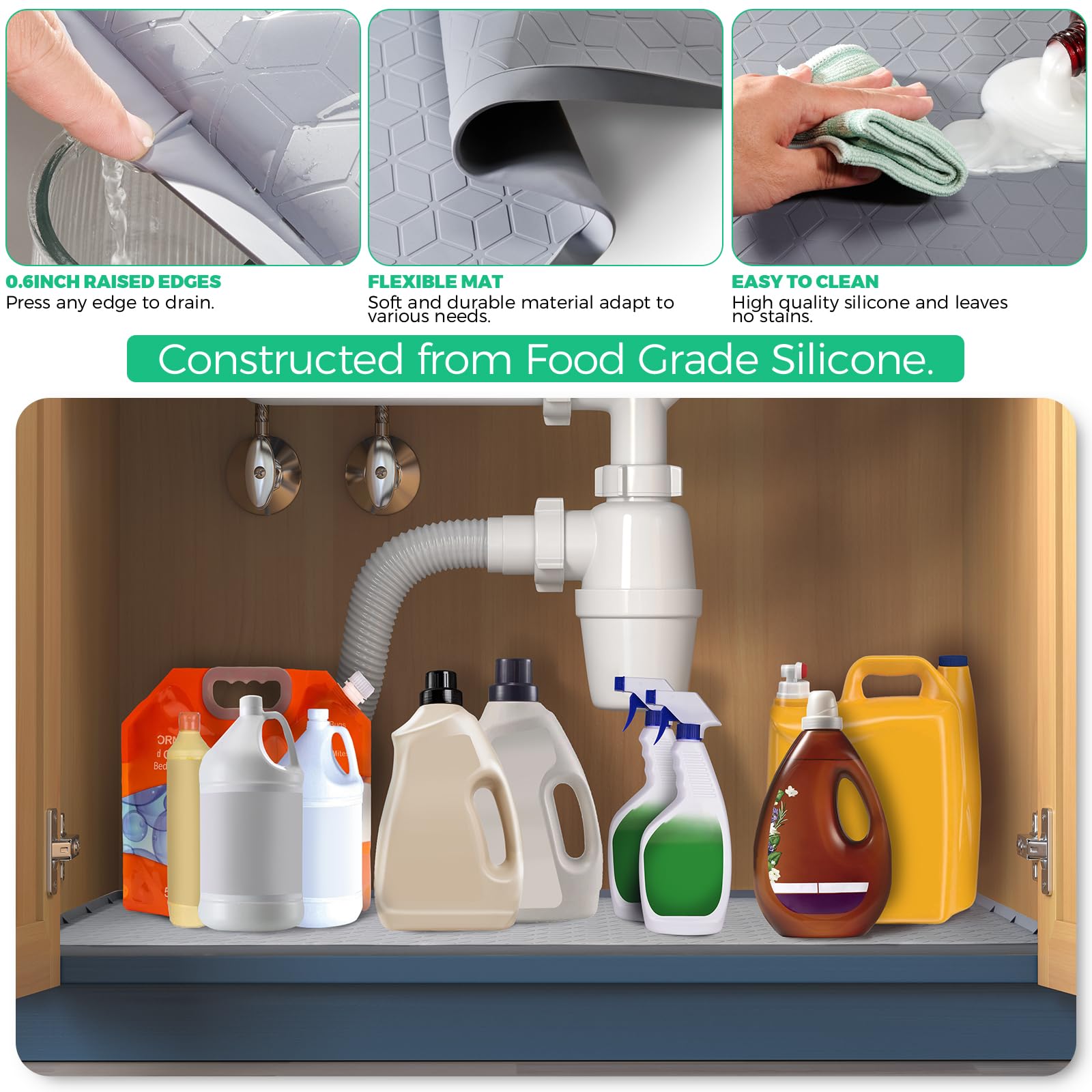 TRZZ rhombus-pattern cabinet mat prevents items from sliding securely