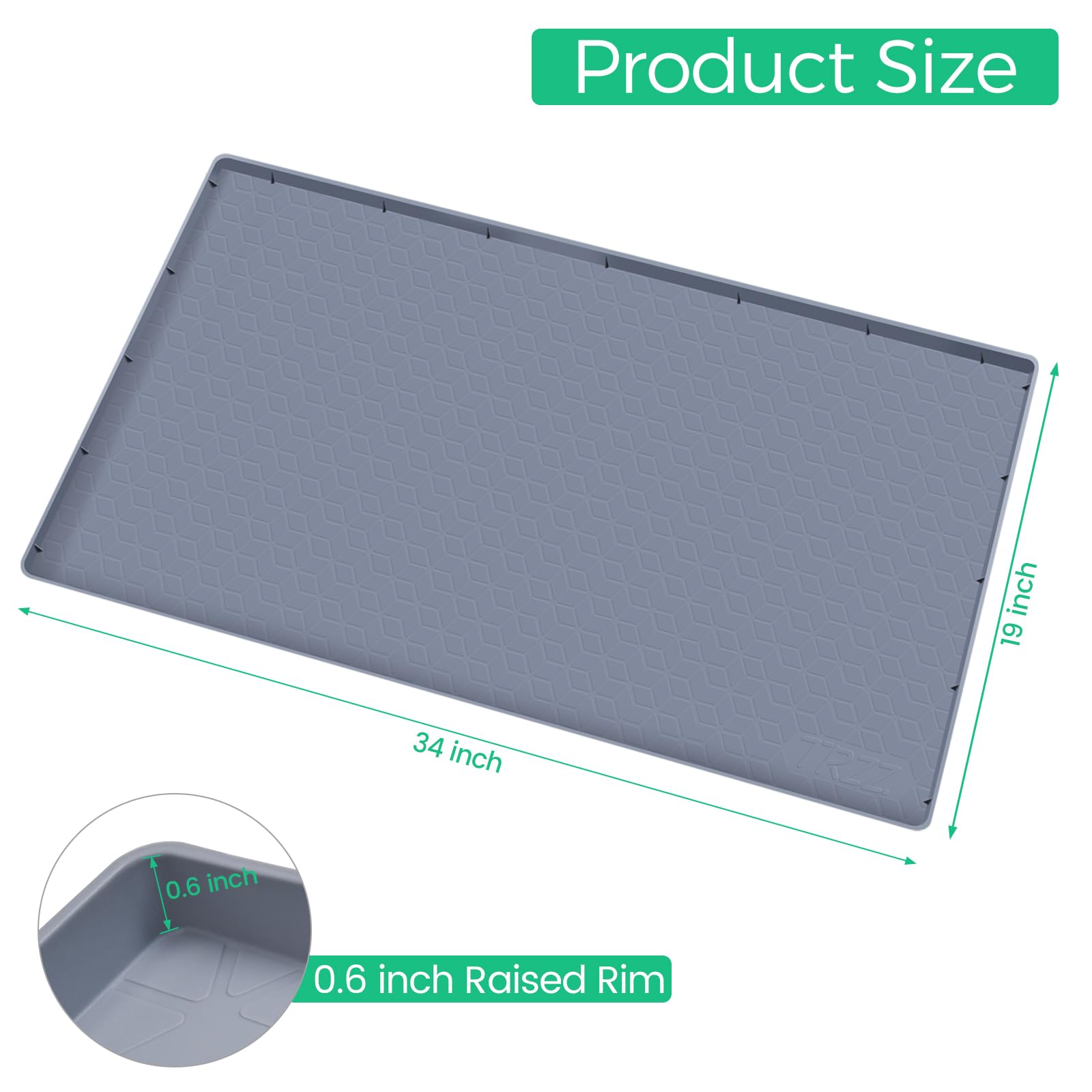 TRZZ silicone waterproof cabinet mat with drip tray keeps water under control