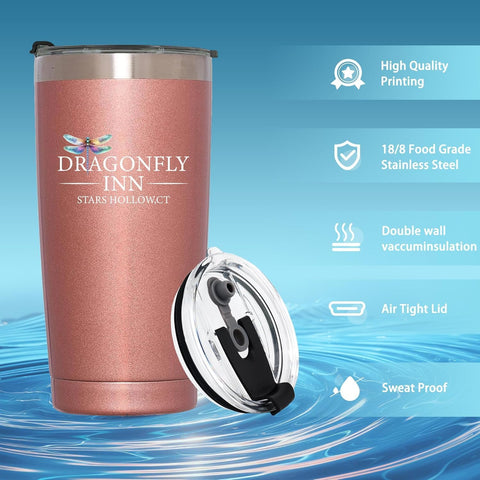 TSLOVER Dragonfly Girls tumbler lid close-up highlights secure seal for on-the-go use.