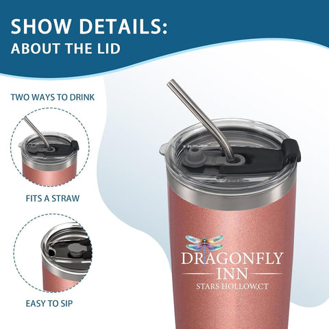 TSLOVER Dragonfly Girls tumbler sweat-proof exterior prevents condensation on hands.
