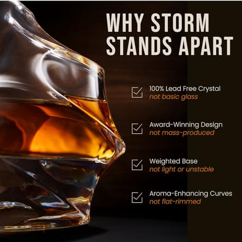 Storm decanter has a 750ml capacity to hold a full bottle with a bold silhouette.