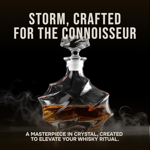 Tsukiglass Storm decanter with airtight stopper preserves aroma and flavor between pours.