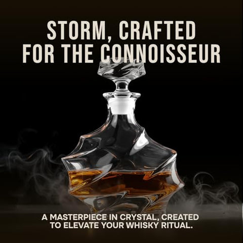 Tsukiglass Storm decanter with airtight stopper preserves aroma and flavor between pours.