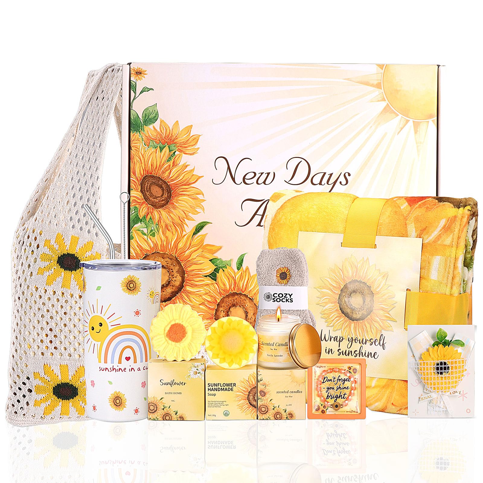 TsunNee sunflower throw blanket shown for cozy evenings and self-care moments