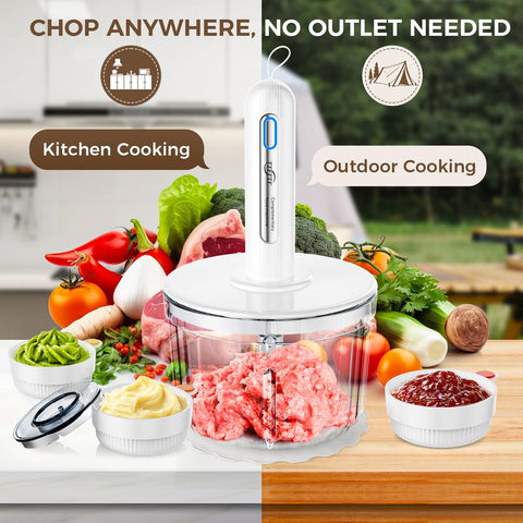 TTFTTF cordless chopper ready for kitchen or outdoor use